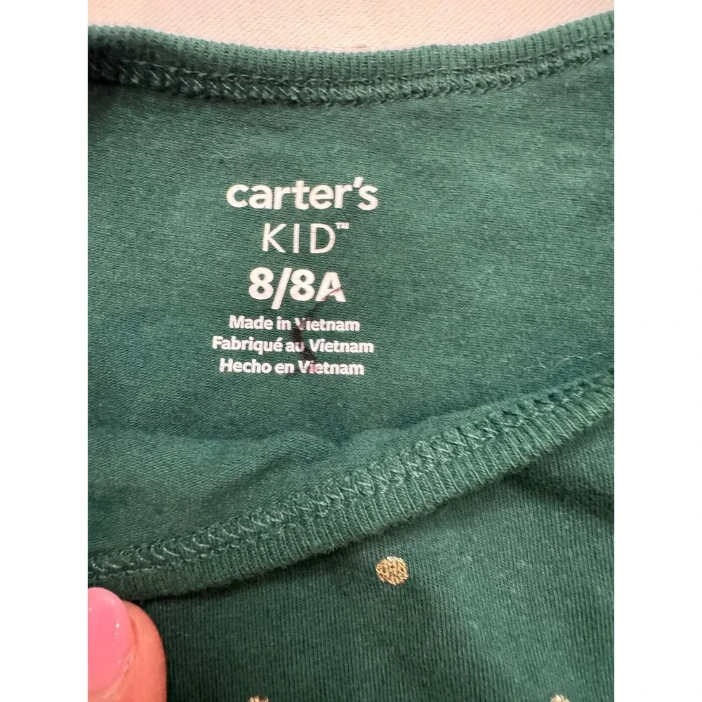 Carter's‎ Tutu Dress Kids Size 8 Green Gold Polka Dot Tulle Tiered Holiday